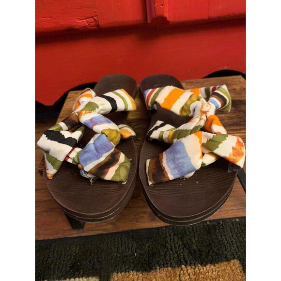 Blowfish Size 9.5 Sandals Guppy Love Striped Cloth Summer Shoes Worn Once EUC - Picture 3 of 7